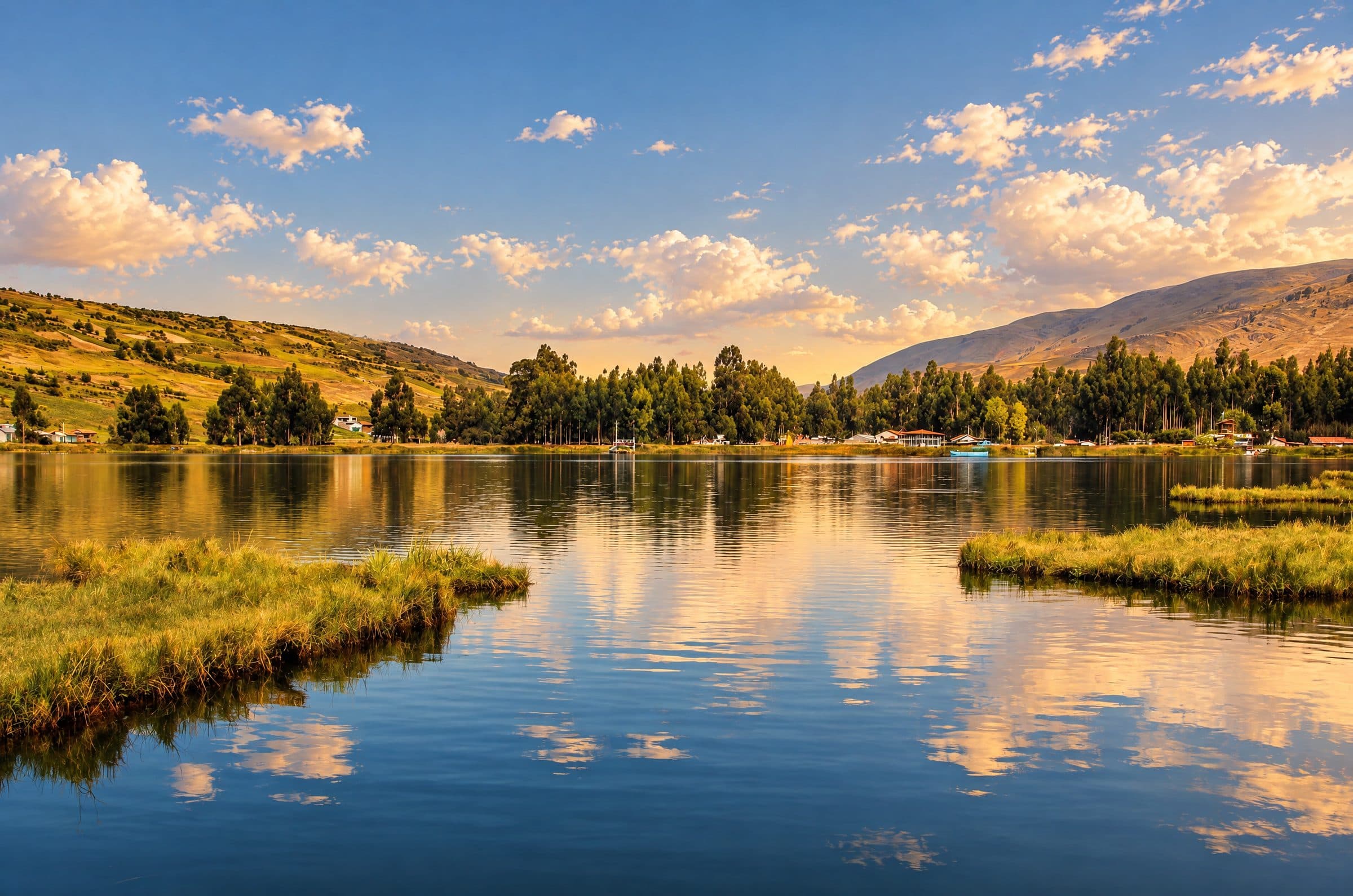 Laguna y montañas del Valle del Mantaro